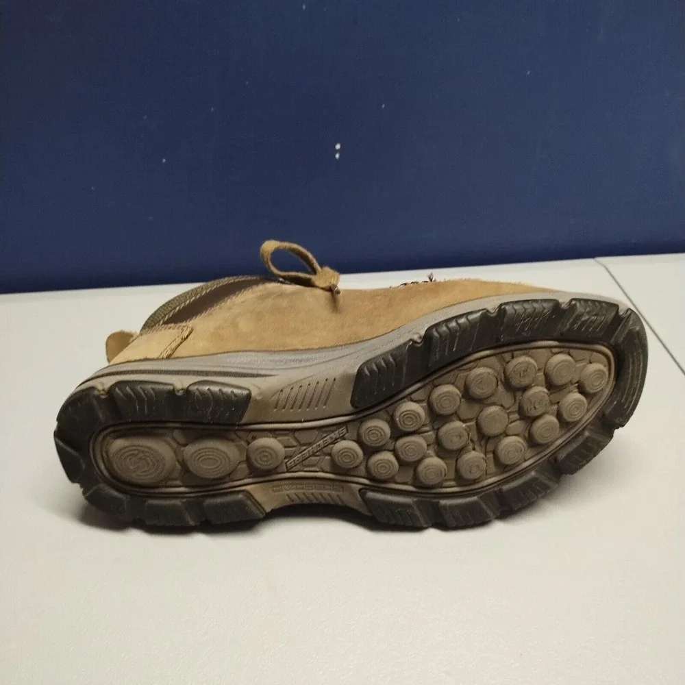 Skechers Classic Fit Boots Mens Size 8.5 Brown Leather Memory Foam Lace Up 65169